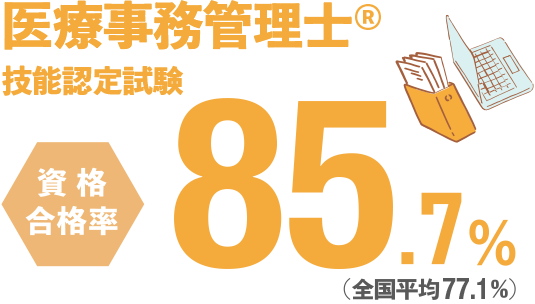 医療事務管理士Ⓡ技能認定試験 資格合格率85.7%（全国平均77.1%）
