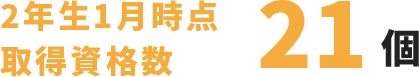 2年生1月時点取得資格数21個